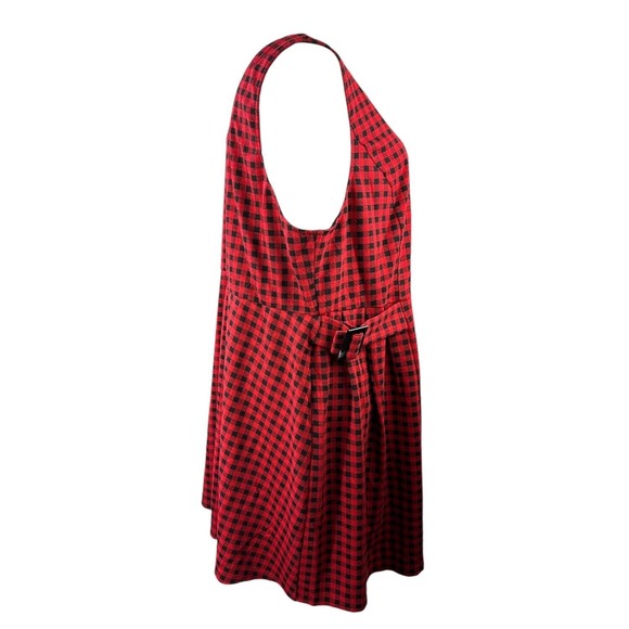 City Chic Pinafore Dress Plaid Checks Pini Gingham Red Black Buckle Plus Size 22 - Picture 4 of 11